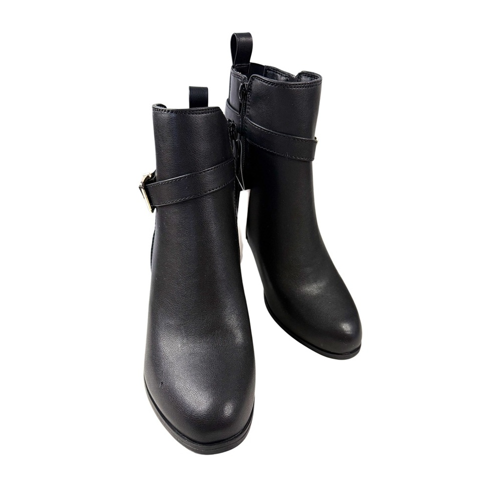 New York & Company Black Ankle Boots with Gold Buckle